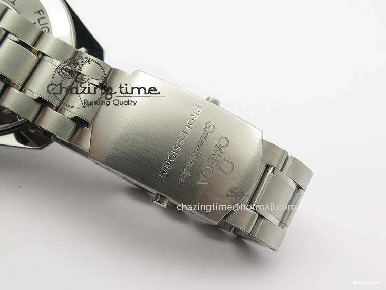 0118 Speedmaster MoonWatch  Apollo 16 Black Dial On SS Bracelet Supportive 8231